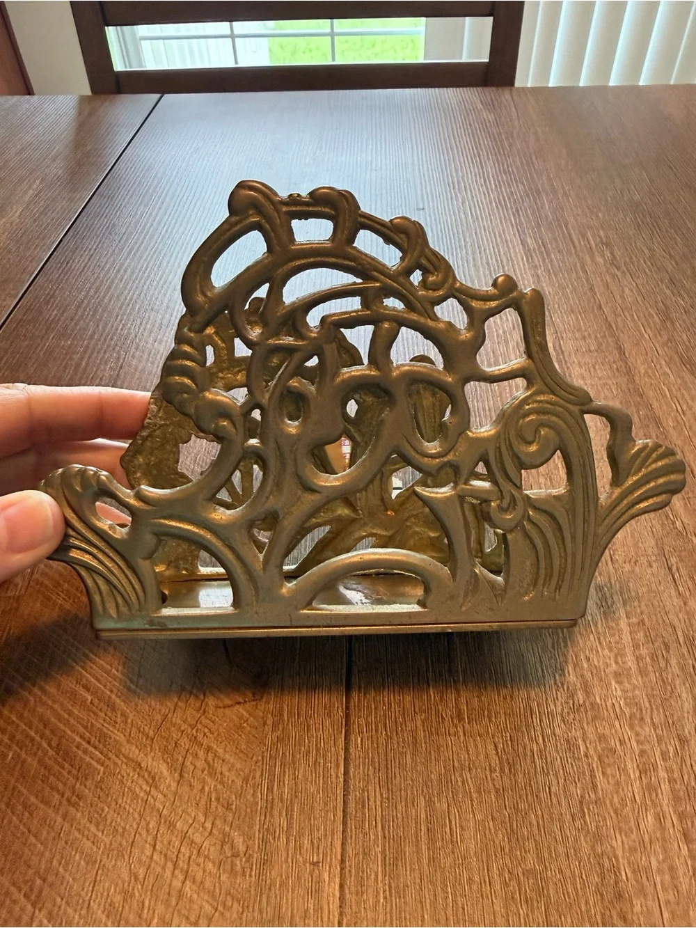 Ornate Brass Finish Decorative Napkin Holder